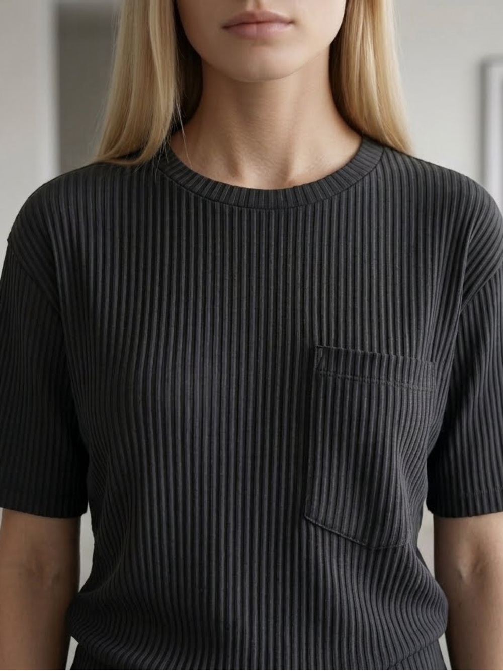 NWT Zara Black Ribbed Pleated Top Chest Pocket Size S - Picture 3 of 9